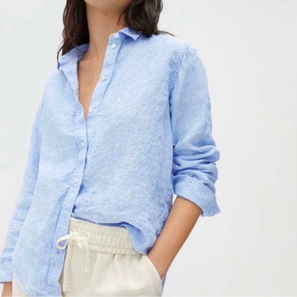 Everlane The Linen Relaxed Shirt Long Sleeve Classic Coastal Button Down Shirt 2 - Picture 5 of 11
